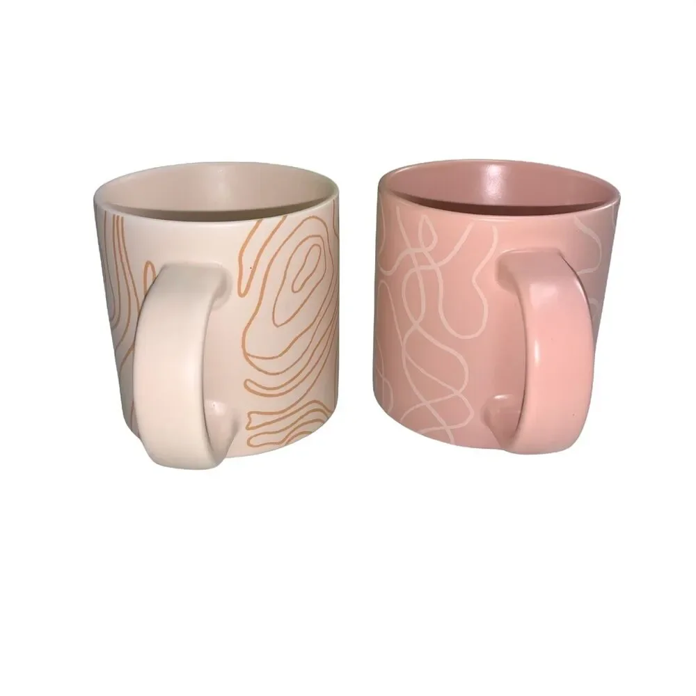 Whitney Kerney Causebox Set of 2 Abstract Coffee Tea Mugs Cups